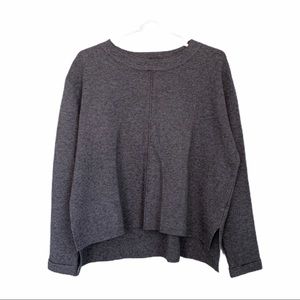 Zara Knit Gray High Low Crew Neck Sweater M